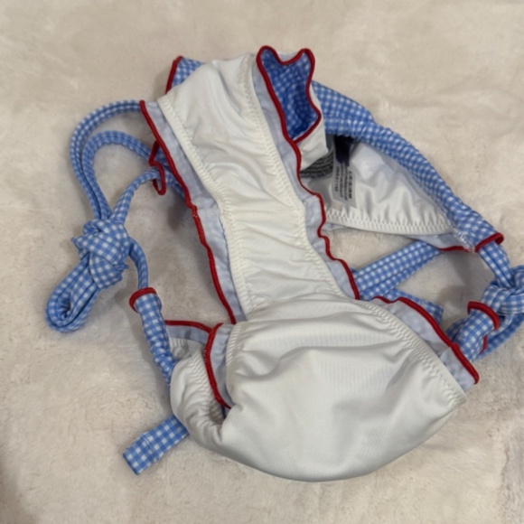 New! Frankies Bikinis xPink Reign Bikini Bottom Marina Gingham Blue 31532 - Picture 8 of 10